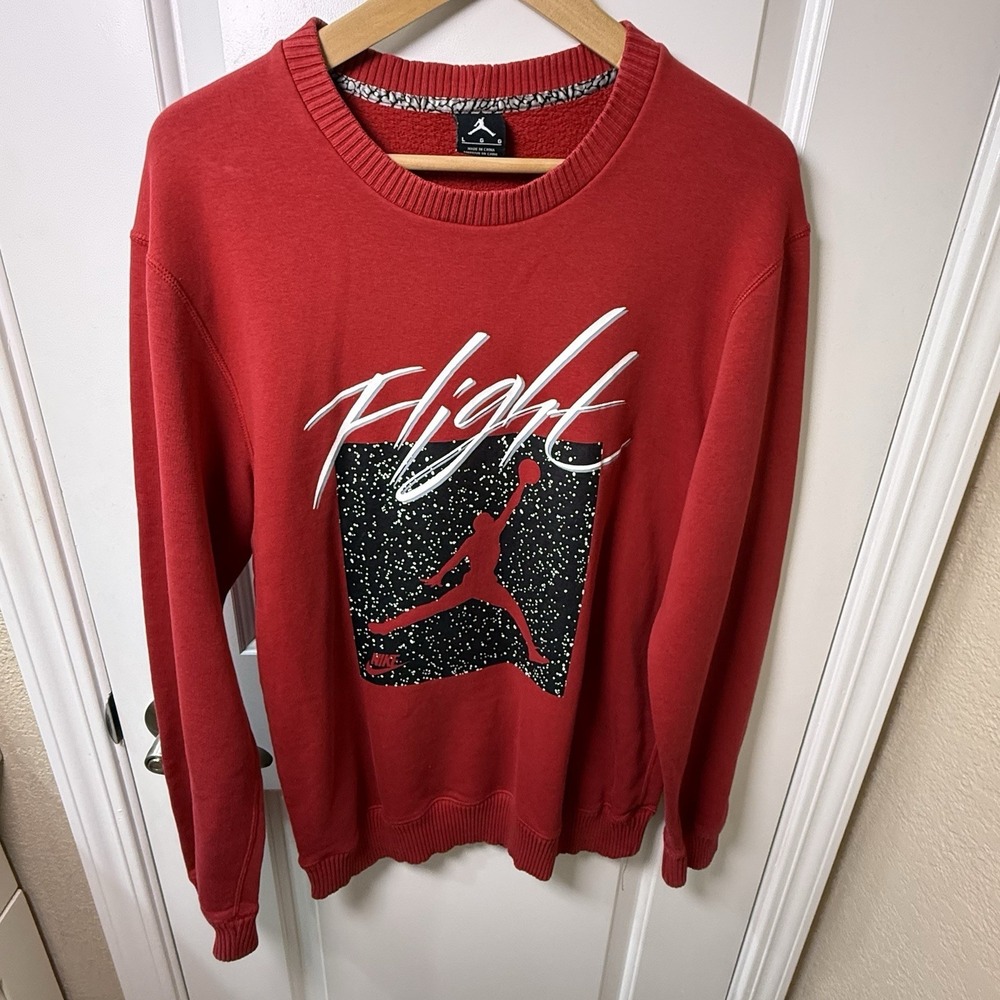 Nike Air Jordan Flight Crewneck Sweatshirt Red Men's Large Jumpman Graphic